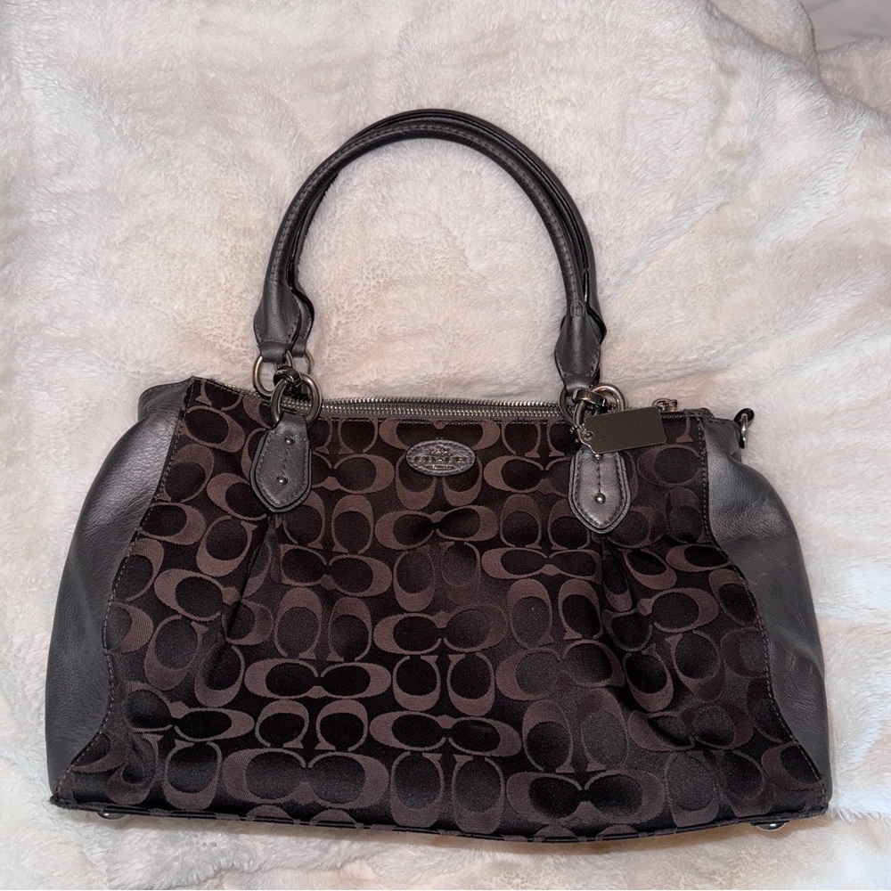 Coach Black and Brown Signature Shoulder Bag